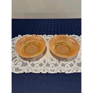 Vintage Anchor Hocking Peach Luster Bowls Set Of 2  Diameter 8.5 In